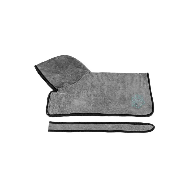 Hod Pets Grey (, L) Absorbent Microfibre Dog Bath Robe Towel Size 1