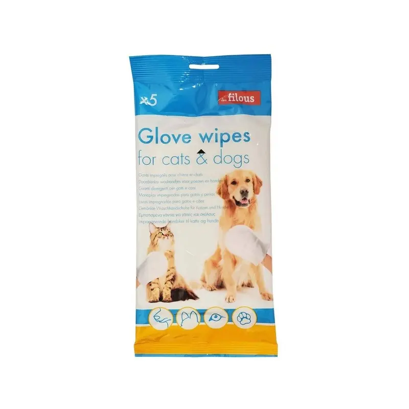 Les Filous Glove Wet Wipes For Pets Pack (5 Pc.) Size 5