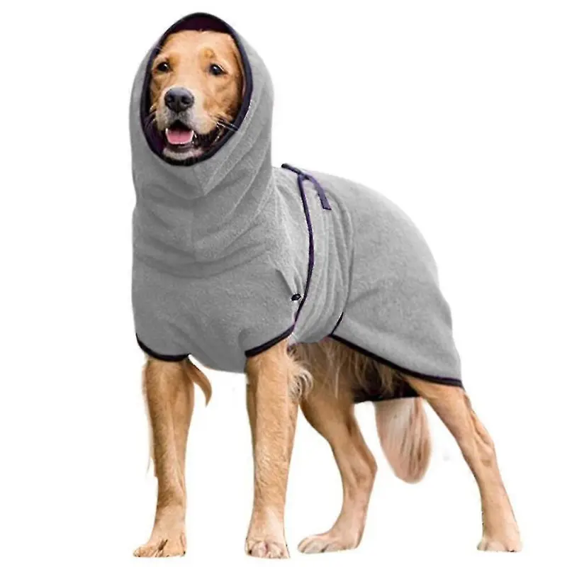 Spiez Grey (, 4XL) Pet Dog Clothes Towelling Drying Bathrobe Coat Puppy Warmer Apparel