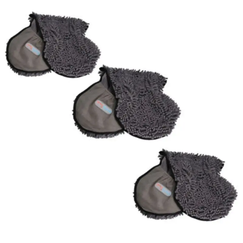 Ab Tools 3Pk Super Absorbent Microfiber Dog Cat Pet Noodle Towel Quick Drying Grey