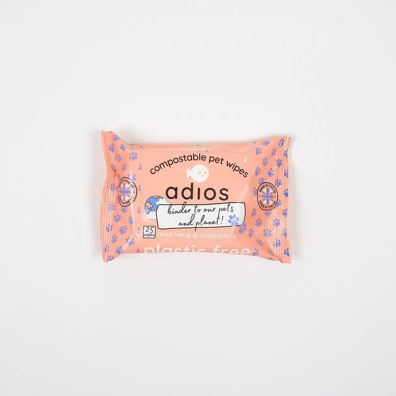 Adios Plastic Compostable Pet Wipes - Pack Of Wipes Size 25