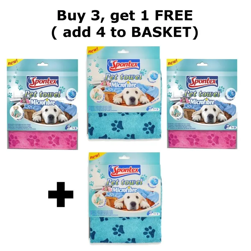 SPONTEX Microfibre Pet Towel- Super Absorbent, Puppy Dog Blanket Cloth 40x 80cm