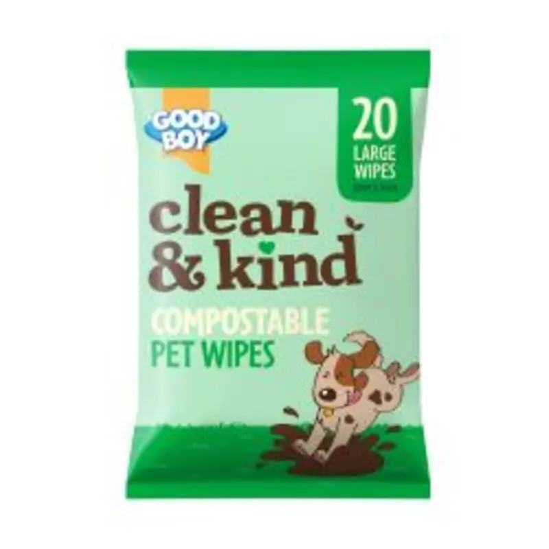 Good Boy Clean And Kind Compostable Pet Wipes - Single Peach 20Cm