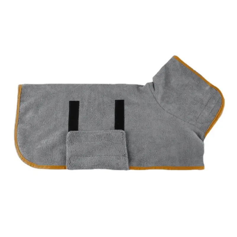 Grey (, L) Towel Bathrobe Dog Microfibre Bath Robe Pet Super Coat Absorbent Drying