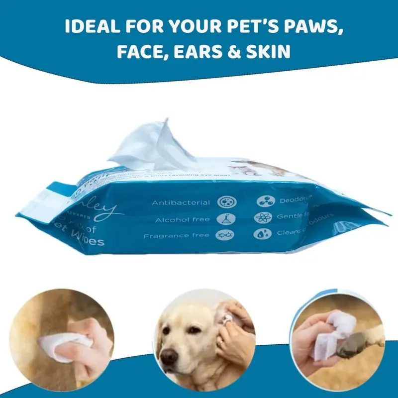 Eyesome 100Pk Pet Wet Cleaning Wipes All Purpose Hygiene Dog Puppy Cat Alcohol Free