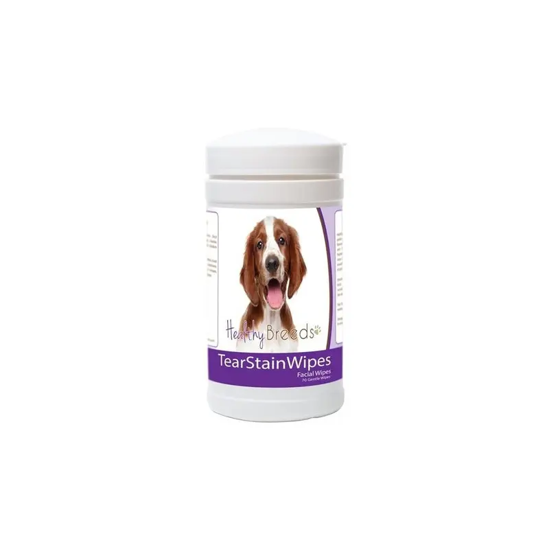 Healthy Breeds 840235177487 Welsh Springer Spaniel Tear Stain Wipes - 70 Count