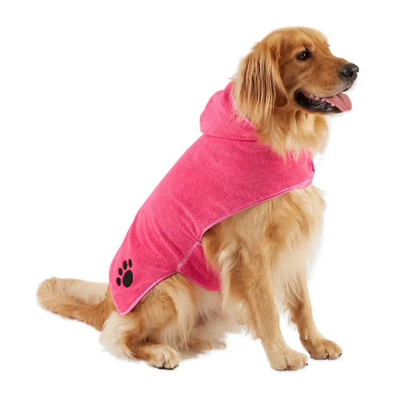 Knochentrocken Raspberry Sorbet - Embroidered Paw Pet Robe Large