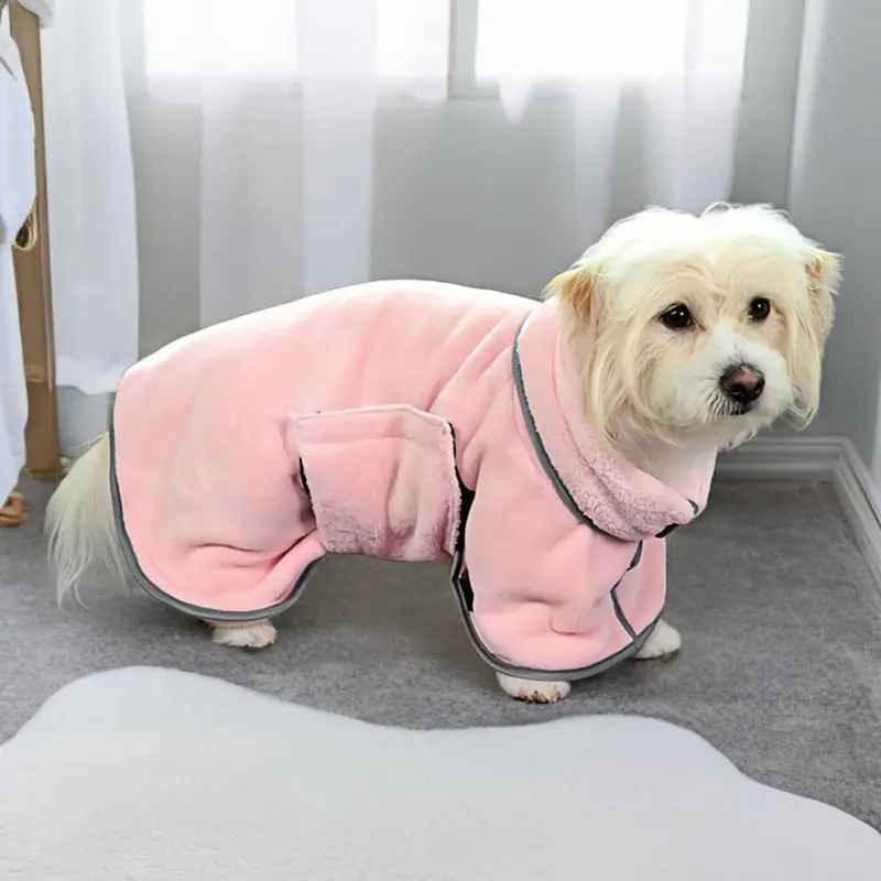 Pink Domestic Animal Bathrobe Towel, Super-Absorbing Dogs And Cats Fast Drying, Small