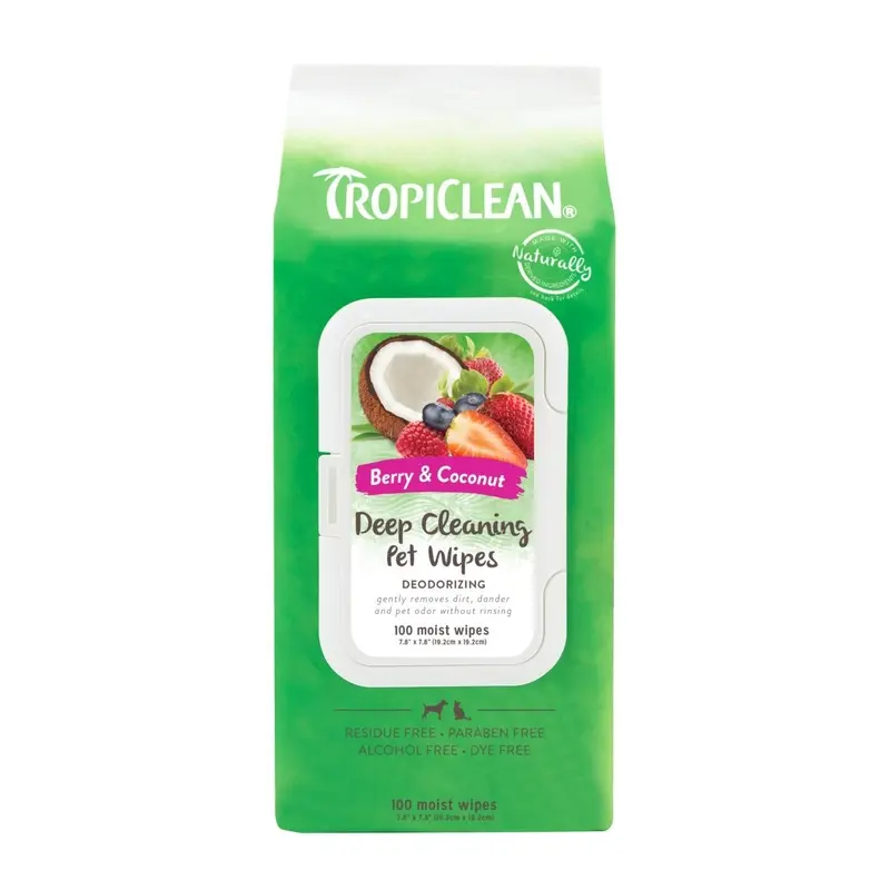 Tropiclean Berry And Coconut Deep Cleaning Pet Wipes - 100 Wipes