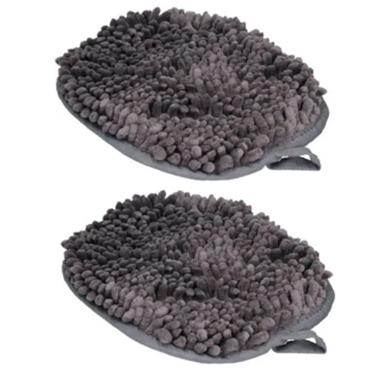 Ab Tools Gray Charcoal One Fits All Muddy Wet Dog Puppy Pet Drying Mitt 2Pk Size 2