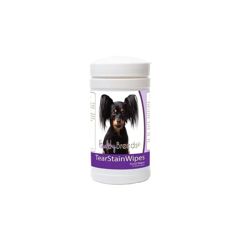 Healthy Breeds 840235179573 Russian Toy Terrier Tear Stain Wipes - 70 Count