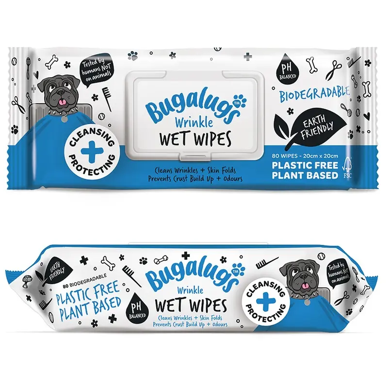 Bugalugs Wrinkle Dog & Cats Wipes 80 Pack