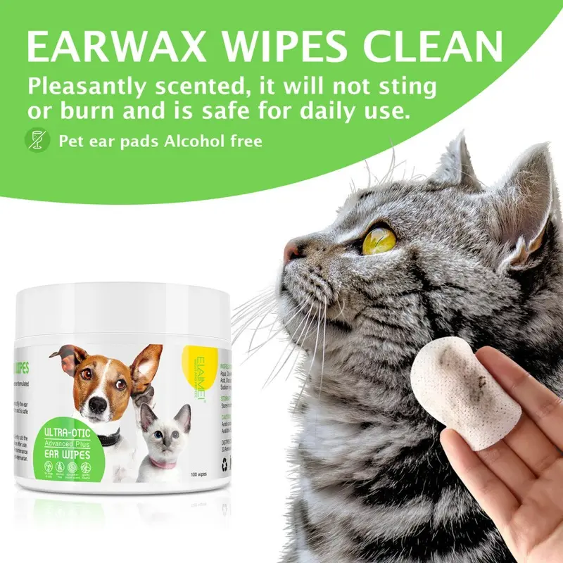 ELAIMEI pet ear cleaning cotton pads cat and dog ear cleaning cotton pads