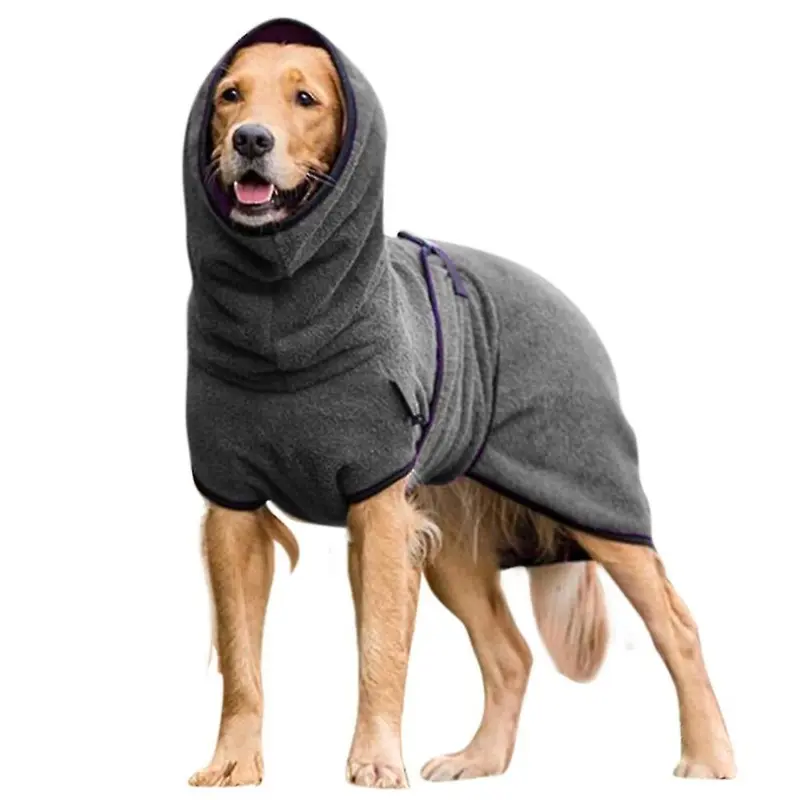 Grey (Dark Xl) Pet Dog Clothes Towelling Drying Bathrobe Coat Puppy Warmer Apparel