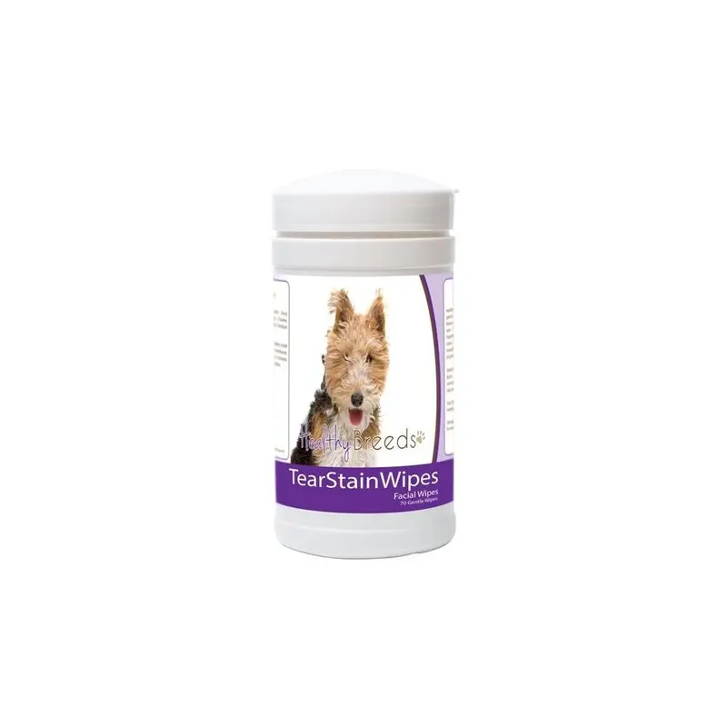 Healthy Breeds 840235179962 Wire Fox Terrier Tear Stain Wipes - 70 Count