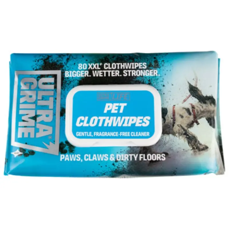 Ultragrime Light Blue Pet Life Multi-Purpose Wipes, Pack Of 80