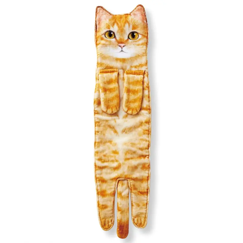 Orange (Orange) Cute Cat Hand Towel - Absorbent & Fun For Kitchen/Bathroom Decor