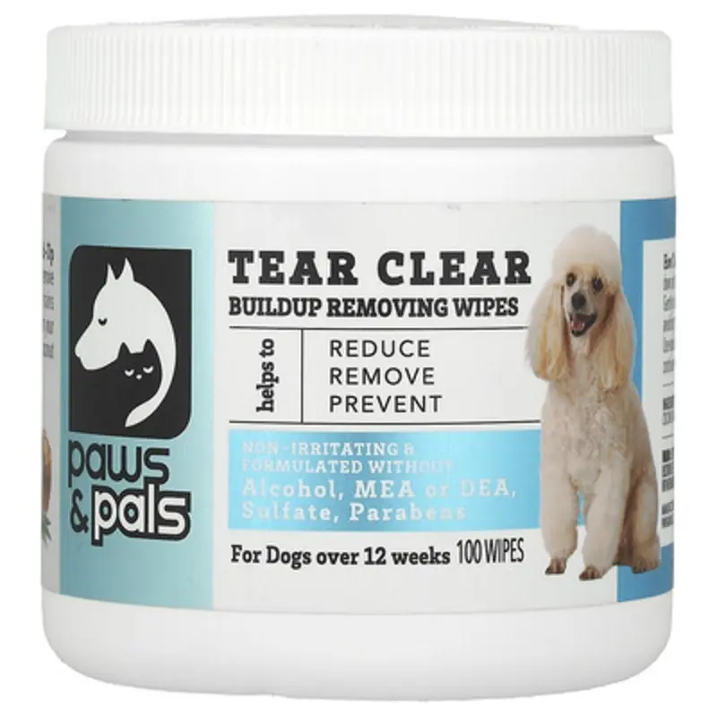 Paws & Pals , Tear Clear, Buildup Removing Wipes, For Dogs, 100 Wipes