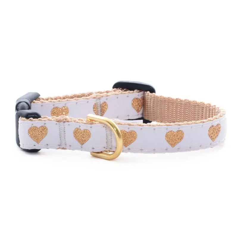 White Heart of Gold Cat Collar