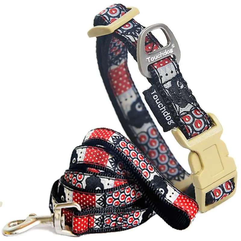 Touchdog Owl-Eyed Embroidered Collar & Leash