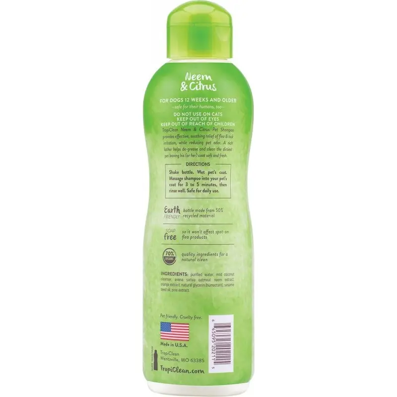 TropiClean Neem & Citrus Flea & Tick Relief Shampoo for Dogs