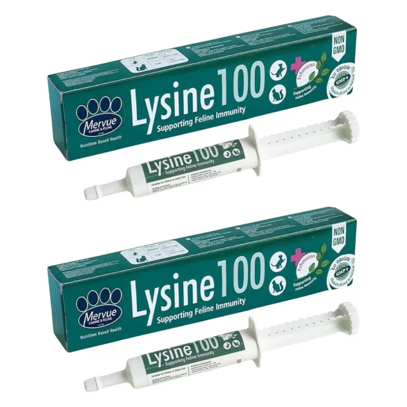 Mervue Lysine 100 Paste for Cats & Kittens Bundle of 2