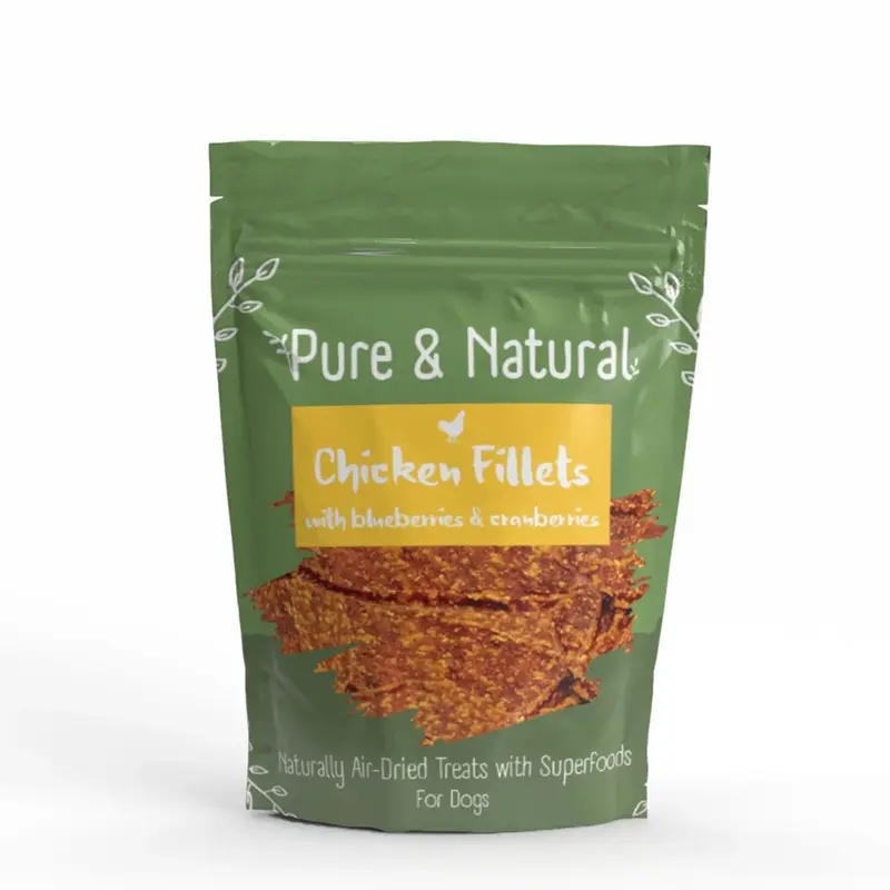 Air Dried Chicken Fillets Treats with Superfoods Blueberries & Cranberries 100gm