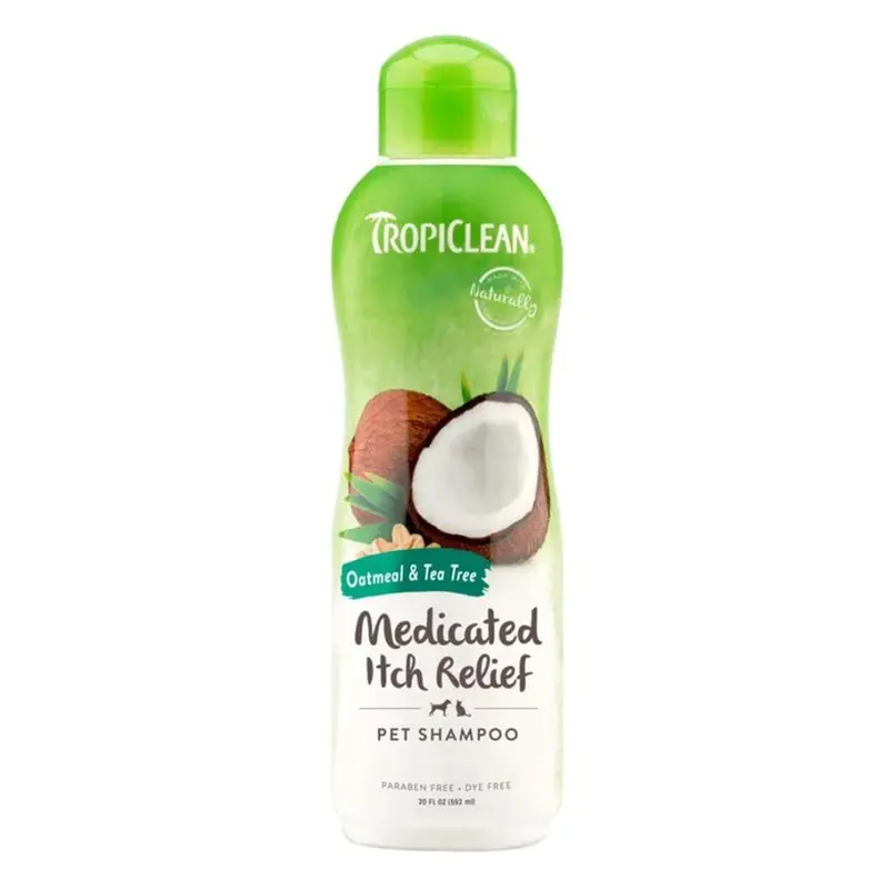 TropiClean Oatmeal & Tea Tree Medicated Itch Relief Dog & Cat Shampoo 20-oz