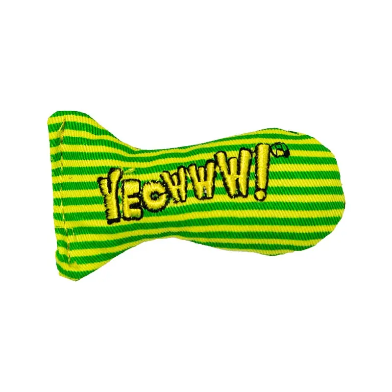 Yeowww! Stinkies Catnip Cat Toy Yellow Green 3-in