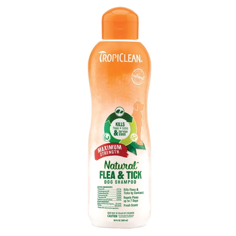 TropiClean Natural Flea & Tick Maximum Strength Shampoo for Dogs 20-oz