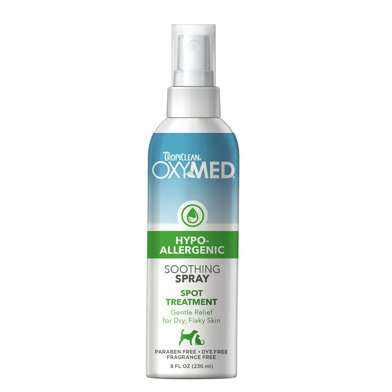 TropiClean OxyMed Hypoallergenic Soothing Spray for Dogs & Cats 8-oz