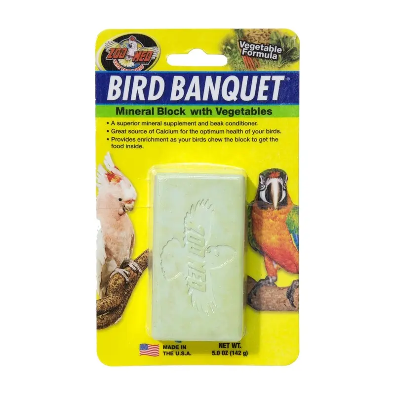 Zoo Med Bird Banquet Vegetable Formula Mineral Block Green Large 5-oz
