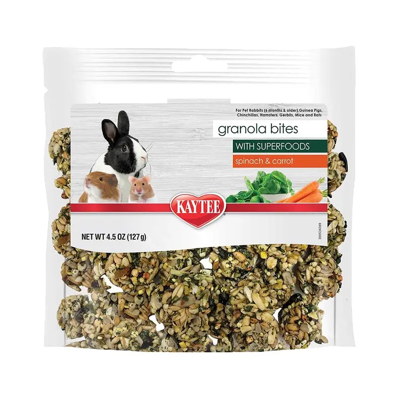 Kaytee Granola Bites with Superfoods Spinach & Carrot Small Animal Treats 4.5-oz