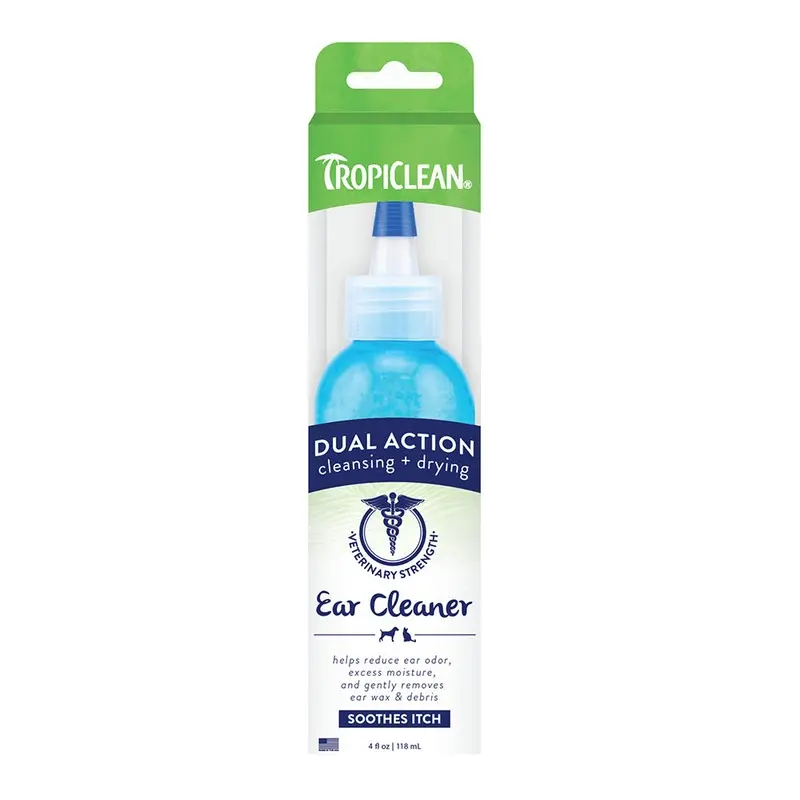 TropiClean Dual Action Ear Cleaner for Dogs & Cats 4-oz