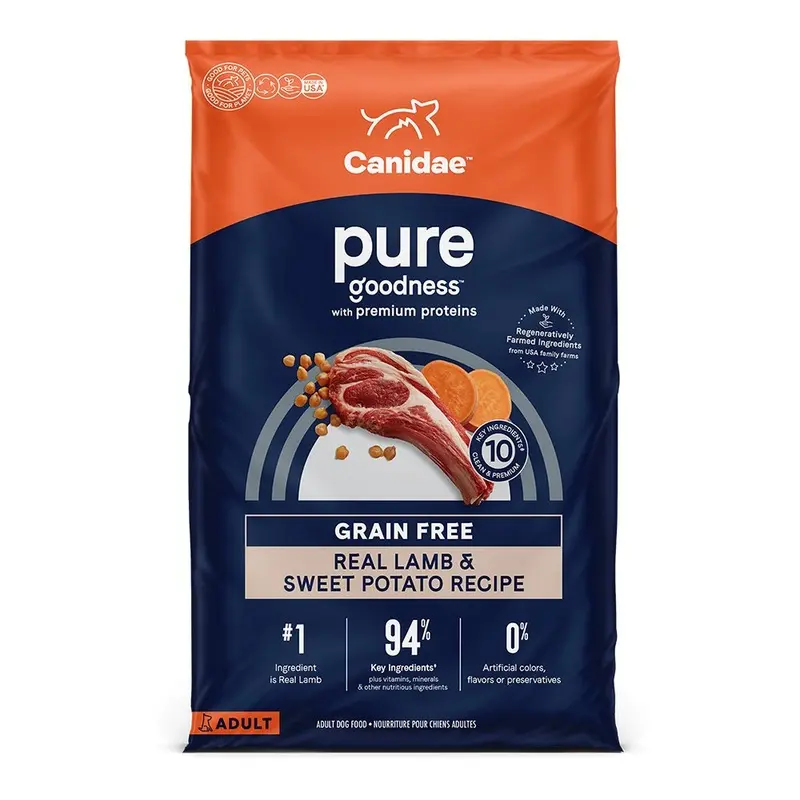 CANIDAE PURE Goodness Grain-Free Adult Dry Dog Food Real Lamb & Sweet Potato 22-lb