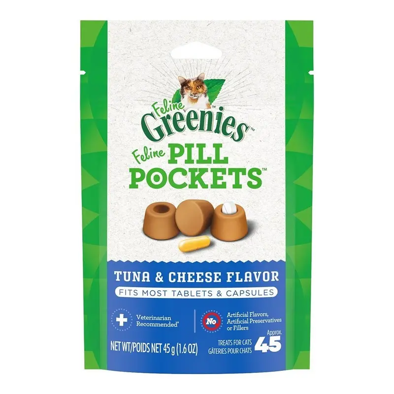 Greenies Feline Pill Pockets Cat Treats Tuna & Cheese 1.6-oz 45 Count