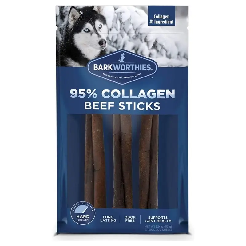 Barkworthies 6" Collagen Beef Stick Chicken Wrapped Dog Chews 3 Count