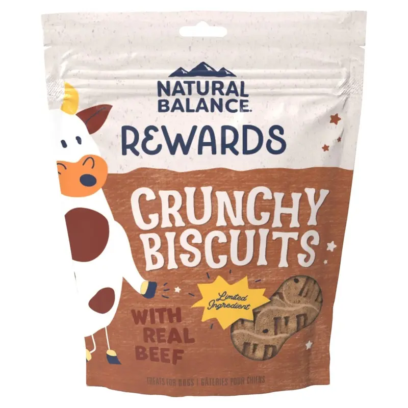 Natural Balance Pet Foods Rewards Crunchy Biscuits Dog Treats Beef 14-oz