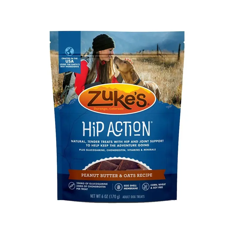 Zuke's Hip Action Adult Dog Treats Peanut Butter & Oats 6-oz