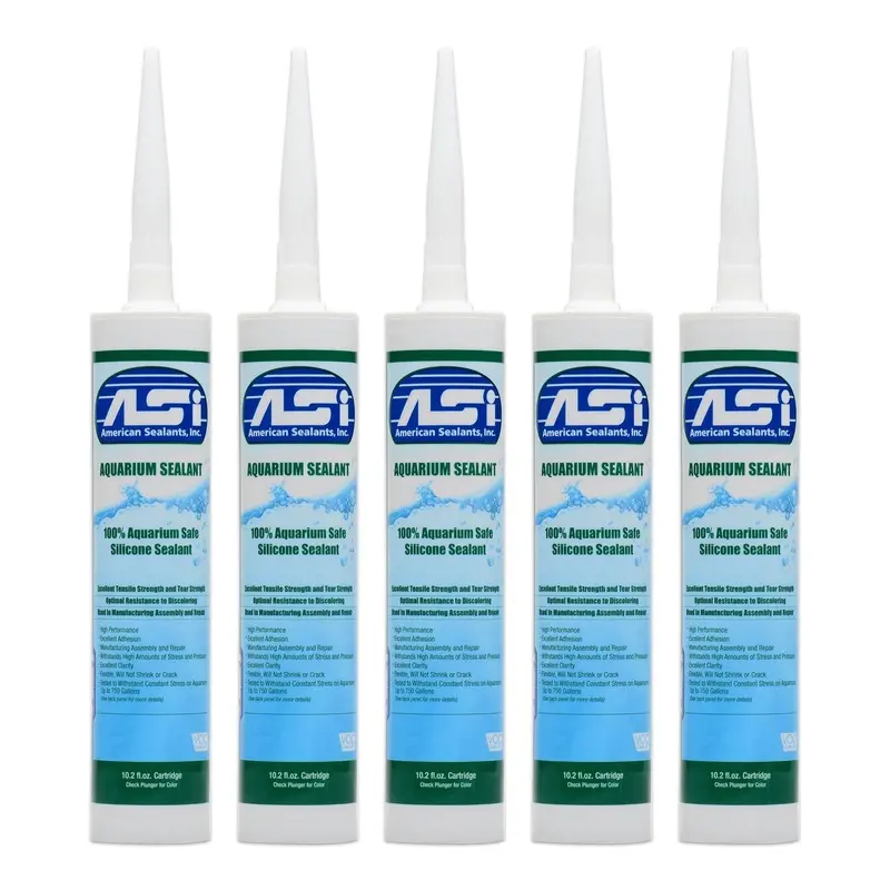 ASI Clear Aquarium Silicone Sealant Cartridge 10.2-oz 5 Pack