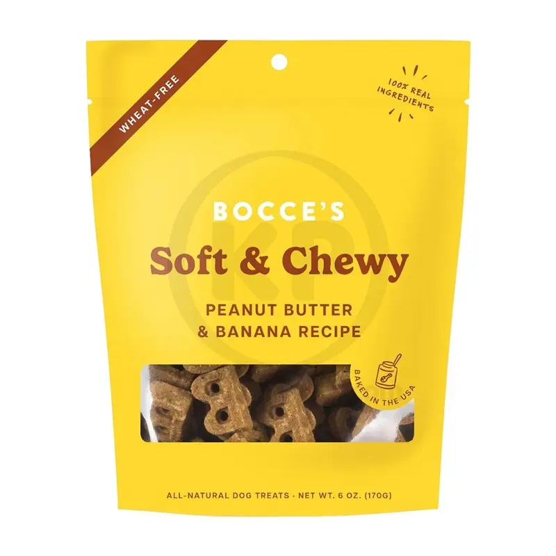 Bocce's Bakery Soft & Chewy Dog Treats Peanut Butter & Banana 6-oz