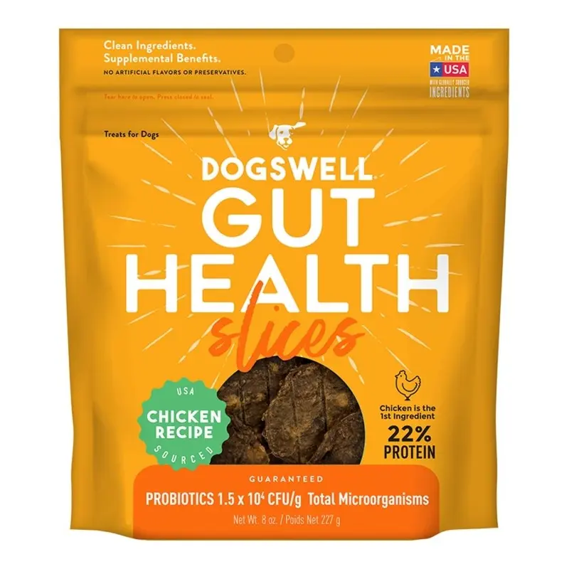 Dogswell Gut Health Slices Functional Dog Treats Chicken 8-oz