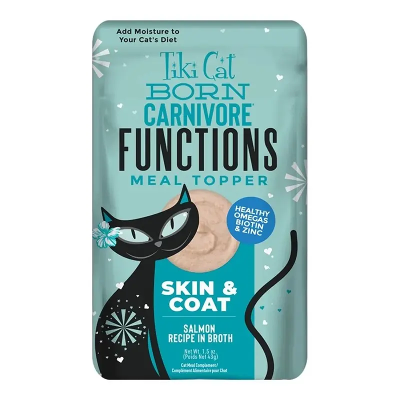 Tiki Pets Cat Born Carnivore Skin & Coat Functional Cat Food Topper Salmon 1.5-oz