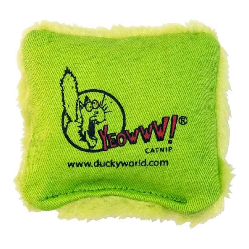 Yeowww! 100% Organic Catnip Pillow Cat Toy Green 2.5-in