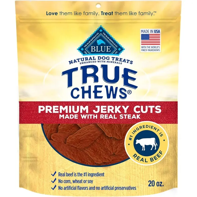 Blue Buffalo True Chews Premium Jerky Cuts Natural Dog Treats Real Steak 20-oz