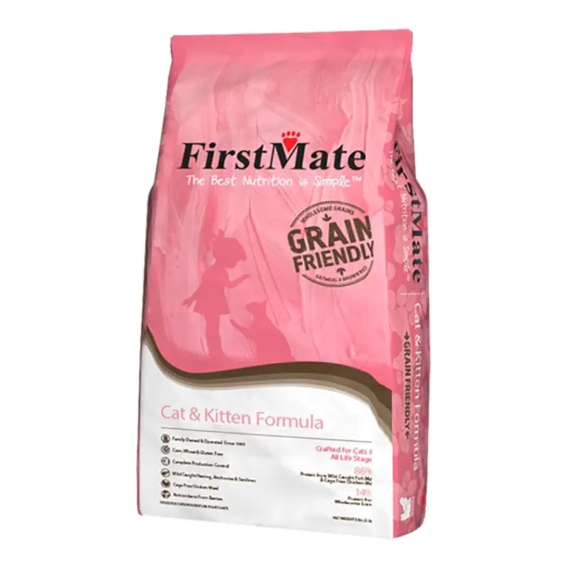 FirstMate Grain Friendly Cat & Kitten Formula Dry Cat Food Chicken & Ocean Fish 5-lb