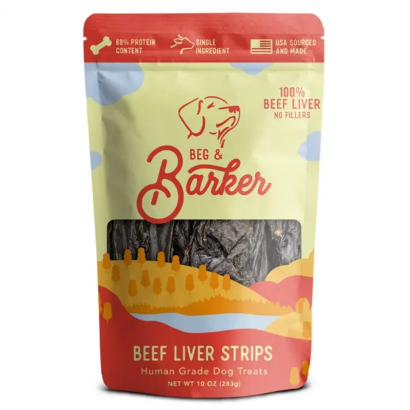 Beg & Barker Beef Liver Strips Dog Jerky Treats 10-oz