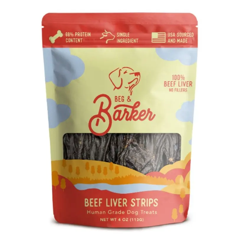 Beg & Barker Beef Liver Strips Dog Jerky Treats 4-oz
