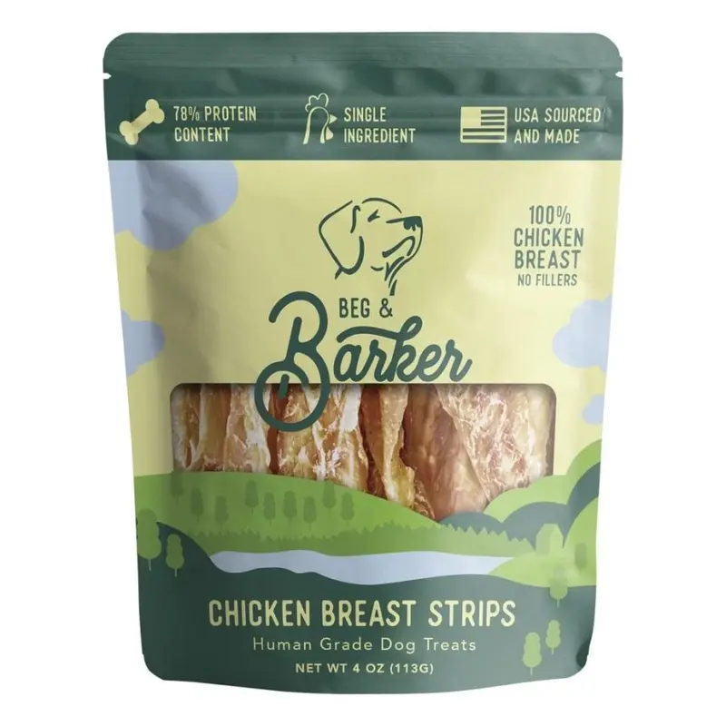 Beg & Barker Chicken Breast Strips Dog Jerky Treats 4-oz