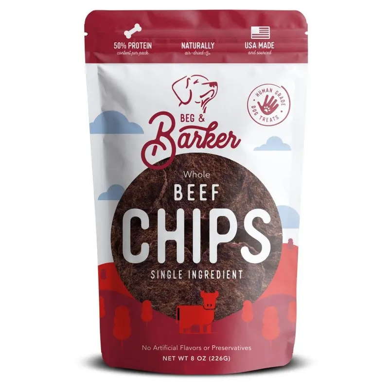 Beg & Barker Whole Beef Heart Chips All Natural Dog Treats 8oz